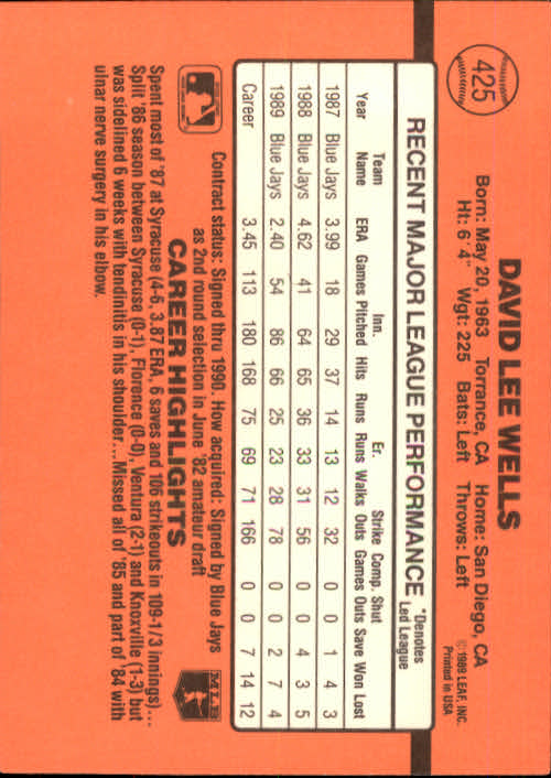1990 Donruss Baseball "Main Set" Cards #241 to #480 - Picture 373 of 483