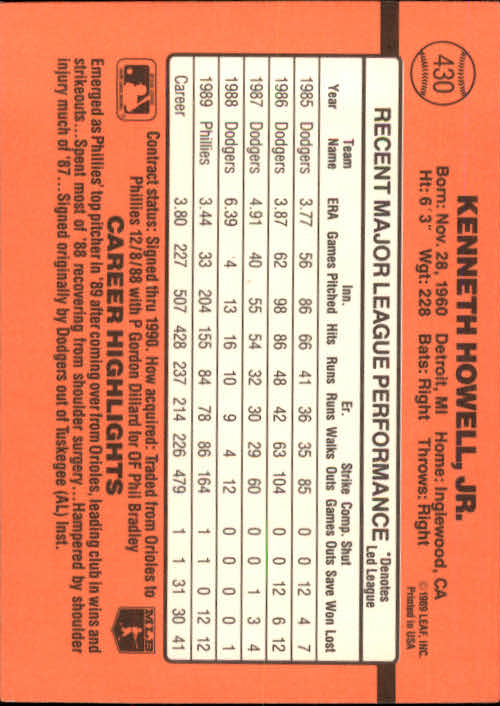 1990 Donruss Baseball "Main Set" Cards #241 to #480 - Picture 383 of 483