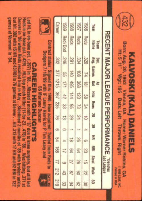 1990 Donruss Baseball "Main Set" Cards #241 to #480 - Picture 387 of 483