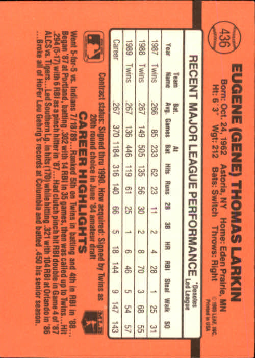 1990 Donruss Baseball "Main Set" Cards #241 to #480 - Picture 395 of 483
