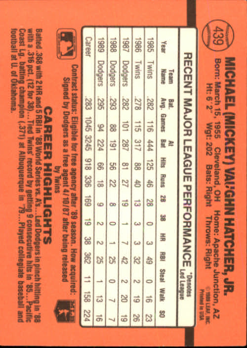 1990 Donruss Baseball "Main Set" Cards #241 to #480 - Picture 401 of 483
