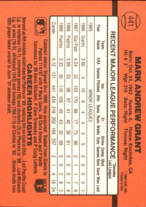 1990 Donruss Baseball "Main Set" Cards #241 to #480 - Picture 405 of 483