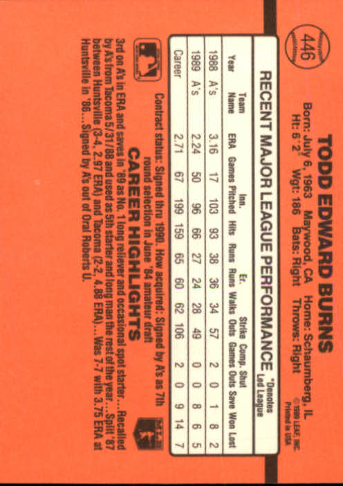 1990 Donruss Baseball "Main Set" Cards #241 to #480 - Picture 415 of 483