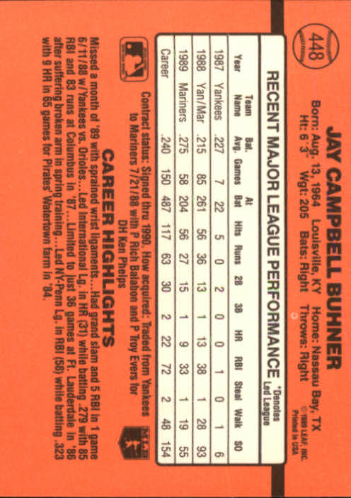 1990 Donruss Baseball "Main Set" Cards #241 to #480 - Picture 419 of 483