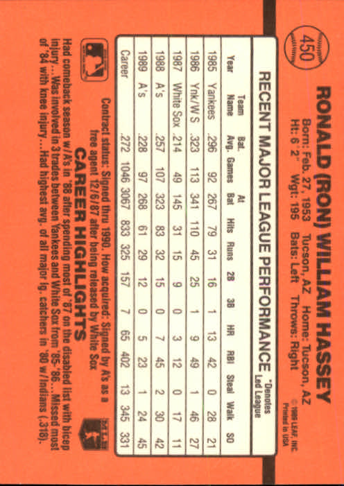 1990 Donruss Baseball "Main Set" Cards #241 to #480 - Picture 423 of 483