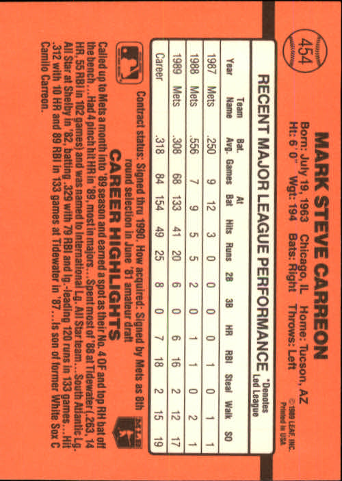 1990 Donruss Baseball "Main Set" Cards #241 to #480 - Picture 431 of 483