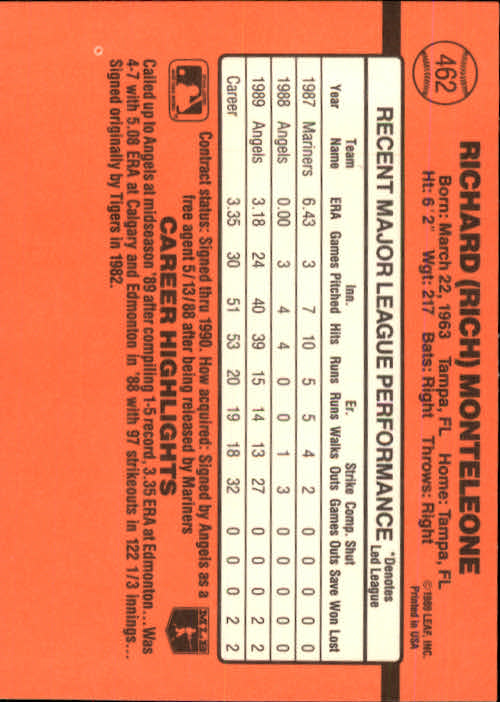 1990 Donruss Baseball "Main Set" Cards #241 to #480 - Picture 447 of 483