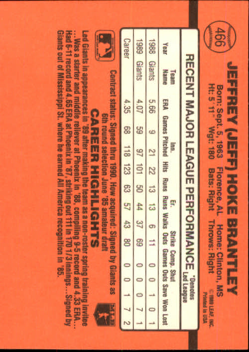 1990 Donruss Baseball "Main Set" Cards #241 to #480 - Picture 455 of 483