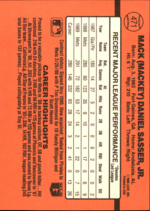 1990 Donruss Baseball "Main Set" Cards #241 to #480 - Picture 465 of 483