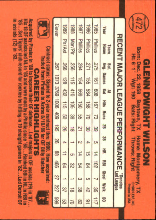 1990 Donruss Baseball "Main Set" Cards #241 to #480 - Picture 467 of 483