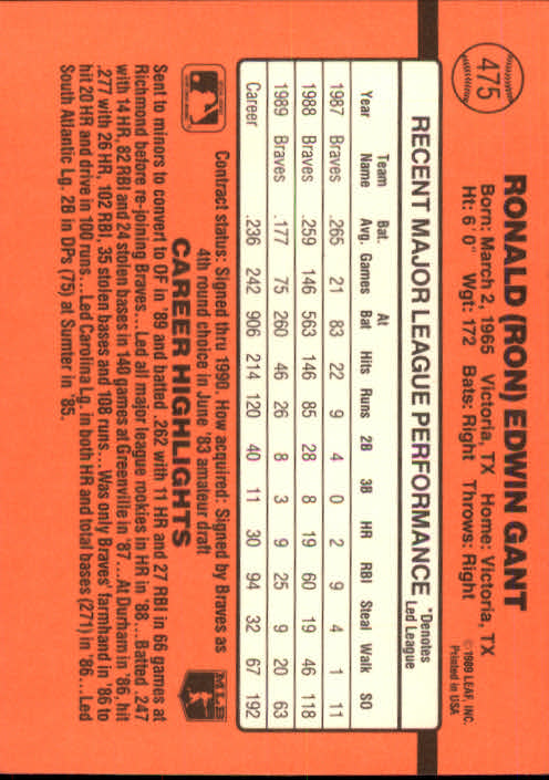 1990 Donruss Baseball "Main Set" Cards #241 to #480 - Picture 473 of 483