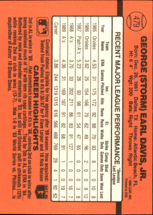 1990 Donruss Baseball "Main Set" Cards #241 to #480 - Picture 481 of 483