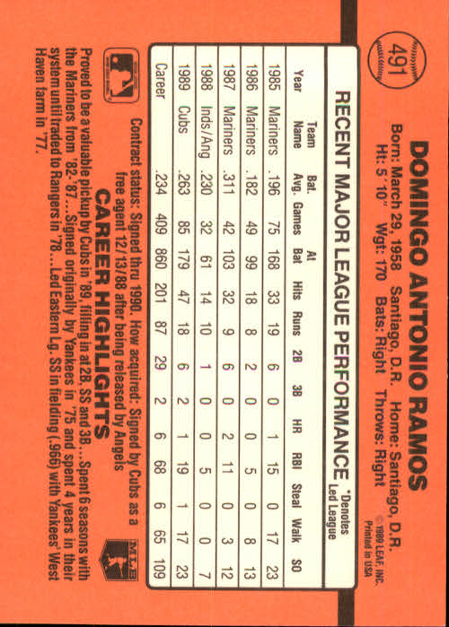 1990 Donruss Baseball "Main Set" Cards #481 to #716 - Picture 21 of 493