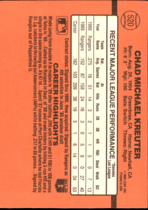 1990 Donruss Baseball "Main Set" Cards #481 to #716 - Picture 73 of 493