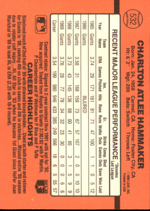 1990 Donruss Baseball "Main Set" Cards #481 to #716 - Picture 97 of 493