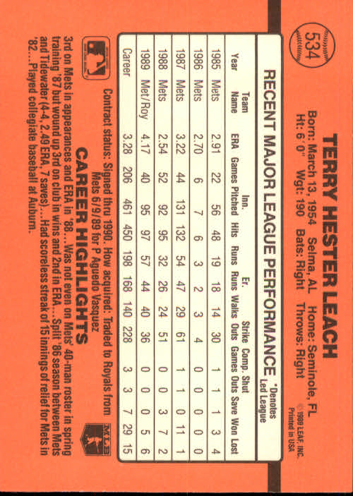1990 Donruss Baseball "Main Set" Cards #481 to #716 - Picture 101 of 493