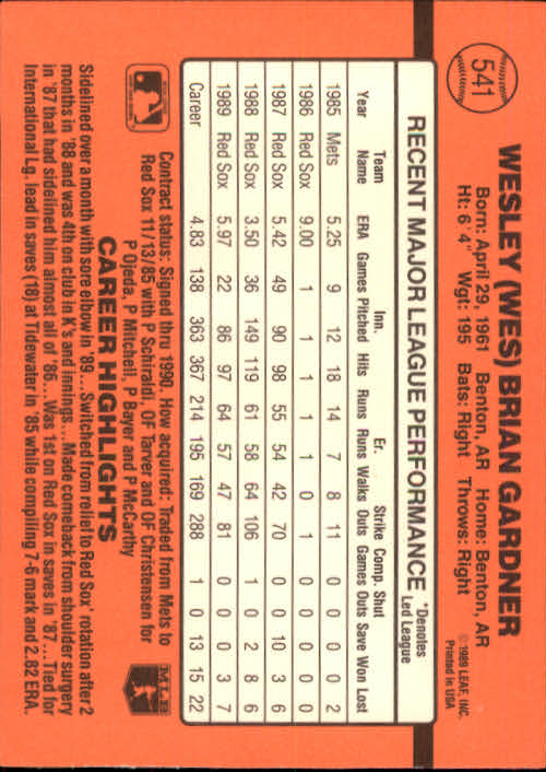 1990 Donruss Baseball "Main Set" Cards #481 to #716 - Picture 113 of 493