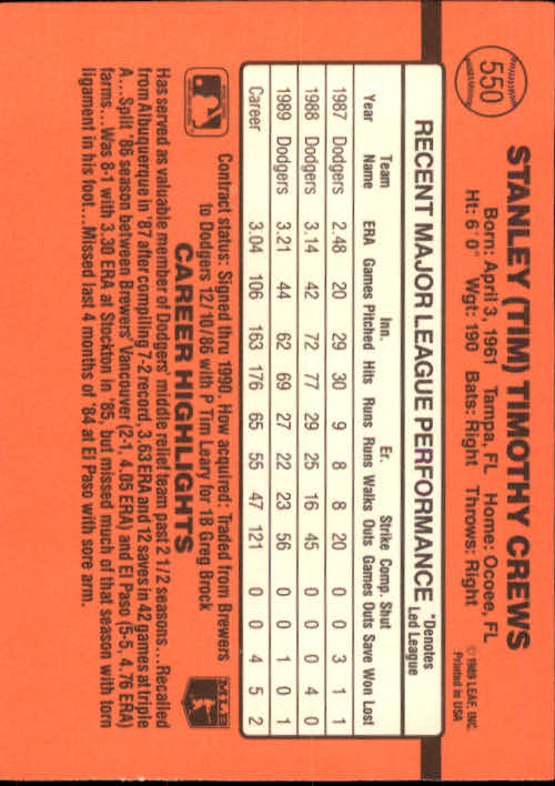 1990 Donruss Baseball "Main Set" Cards #481 to #716 - Picture 131 of 493