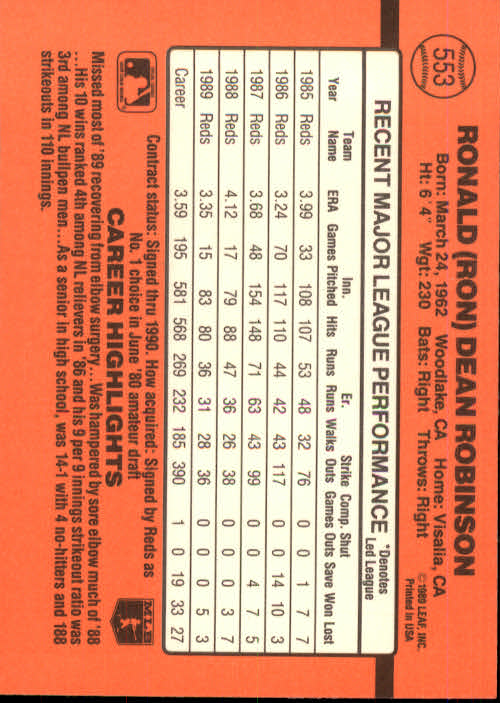 1990 Donruss Baseball "Main Set" Cards #481 to #716 - Picture 137 of 493