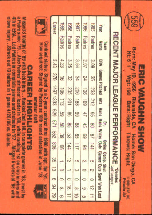 1990 Donruss Baseball "Main Set" Cards #481 to #716 - Picture 147 of 493