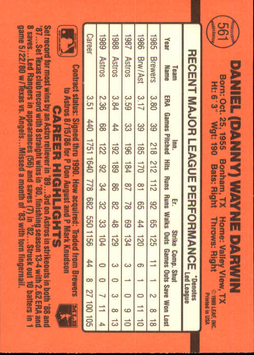 1990 Donruss Baseball "Main Set" Cards #481 to #716 - Picture 151 of 493