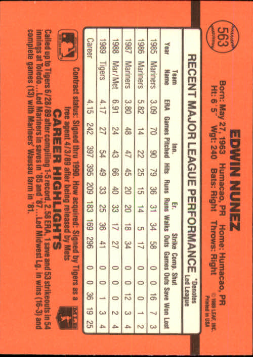 1990 Donruss Baseball "Main Set" Cards #481 to #716 - Picture 155 of 493