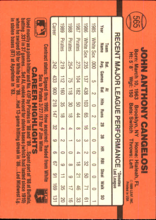 1990 Donruss Baseball "Main Set" Cards #481 to #716 - Picture 159 of 493