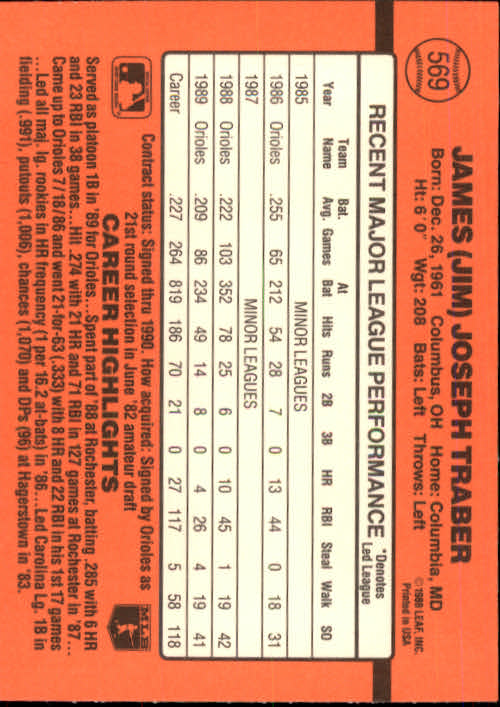 1990 Donruss Baseball "Main Set" Cards #481 to #716 - Picture 167 of 493