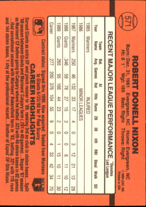 1990 Donruss Baseball "Main Set" Cards #481 to #716 - Picture 171 of 493