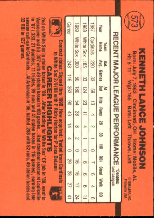 1990 Donruss Baseball "Main Set" Cards #481 to #716 - Picture 175 of 493