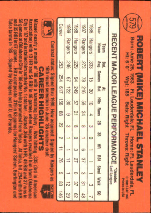 1990 Donruss Baseball "Main Set" Cards #481 to #716 - Picture 185 of 493