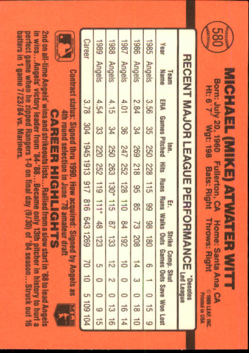 1990 Donruss Baseball "Main Set" Cards #481 to #716 - Picture 187 of 493