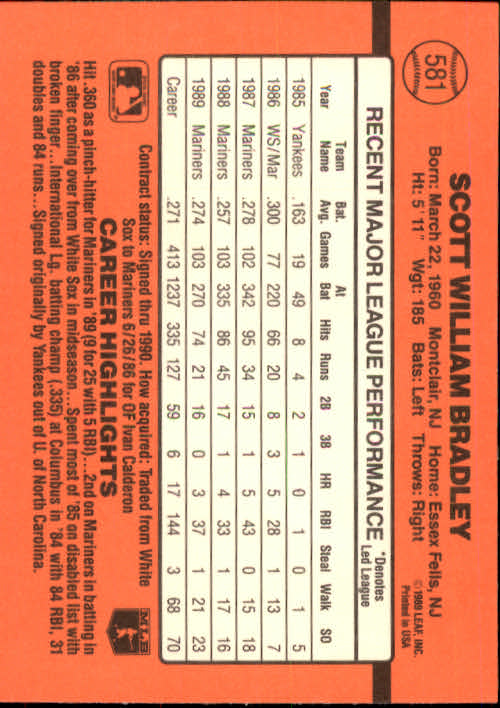 1990 Donruss Baseball "Main Set" Cards #481 to #716 - Picture 189 of 493