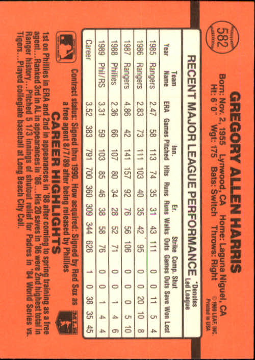 1990 Donruss Baseball "Main Set" Cards #481 to #716 - Picture 191 of 493