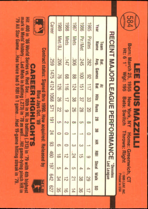 1990 Donruss Baseball "Main Set" Cards #481 to #716 - Picture 195 of 493