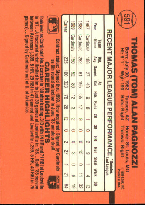 1990 Donruss Baseball "Main Set" Cards #481 to #716 - Picture 207 of 493