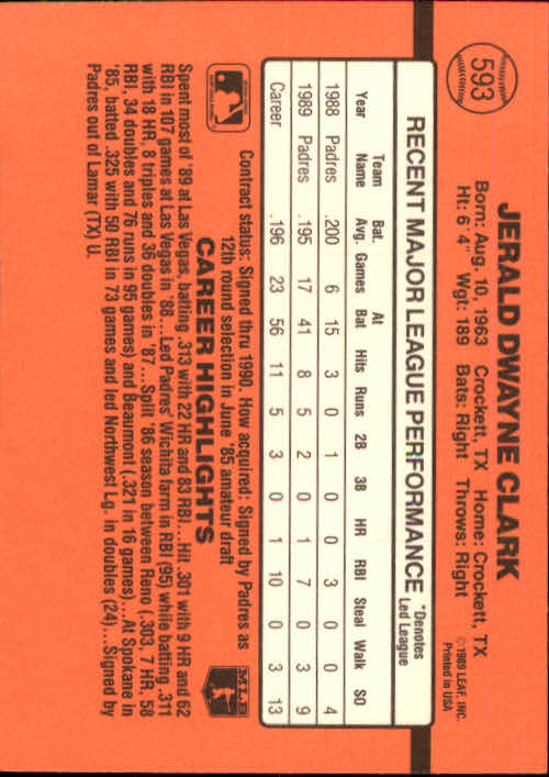 1990 Donruss Baseball "Main Set" Cards #481 to #716 - Picture 211 of 493
