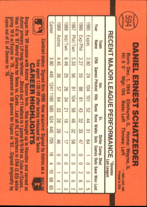 1990 Donruss Baseball "Main Set" Cards #481 to #716 - Picture 213 of 493