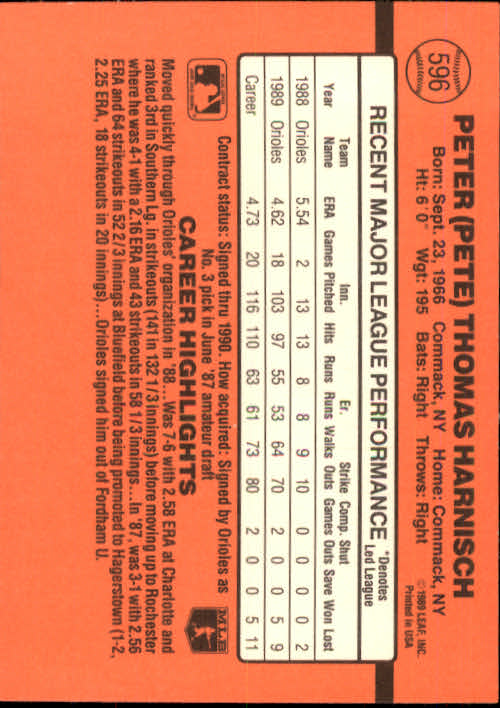 1990 Donruss Baseball "Main Set" Cards #481 to #716 - Picture 215 of 493