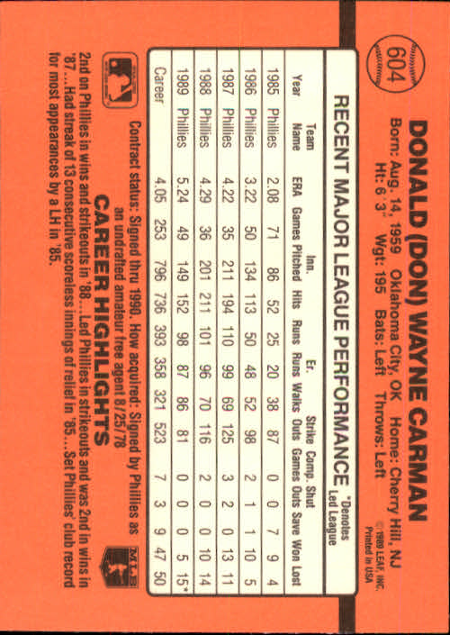 1990 Donruss Baseball "Main Set" Cards #481 to #716 - Picture 231 of 493