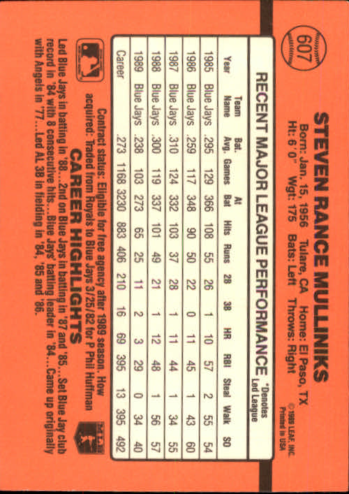1990 Donruss Baseball "Main Set" Cards #481 to #716 - Picture 237 of 493