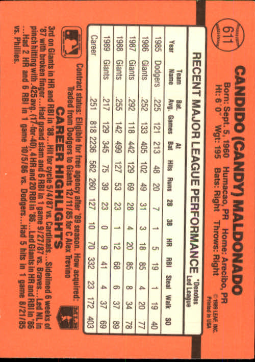 1990 Donruss Baseball "Main Set" Cards #481 to #716 - Picture 245 of 493