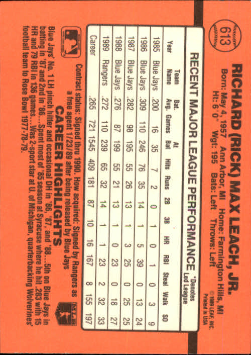 1990 Donruss Baseball "Main Set" Cards #481 to #716 - Picture 247 of 493