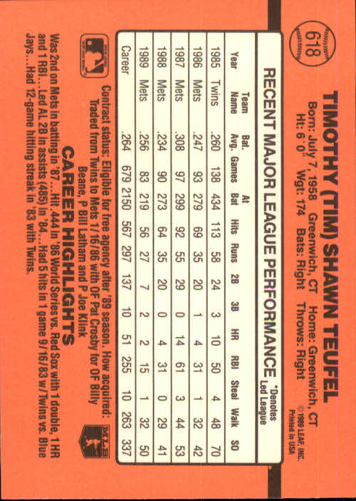 1990 Donruss Baseball "Main Set" Cards #481 to #716 - Picture 257 of 493