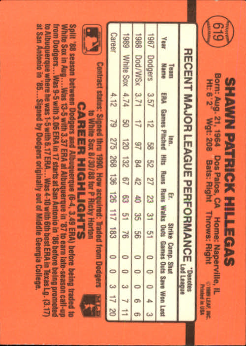 1990 Donruss Baseball "Main Set" Cards #481 to #716 - Picture 259 of 493