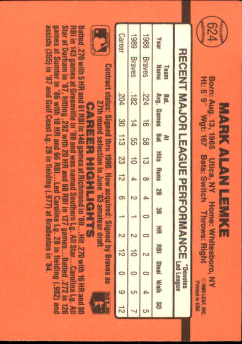 1990 Donruss Baseball "Main Set" Cards #481 to #716 - Picture 269 of 493