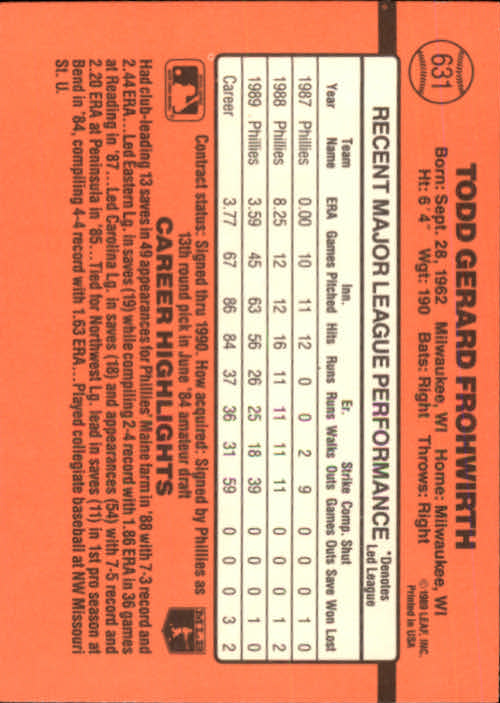 1990 Donruss Baseball "Main Set" Cards #481 to #716 - Picture 281 of 493