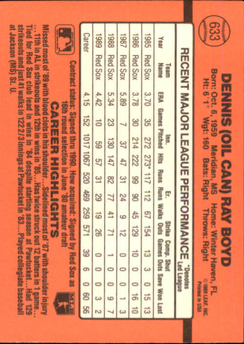 1990 Donruss Baseball "Main Set" Cards #481 to #716 - Picture 285 of 493