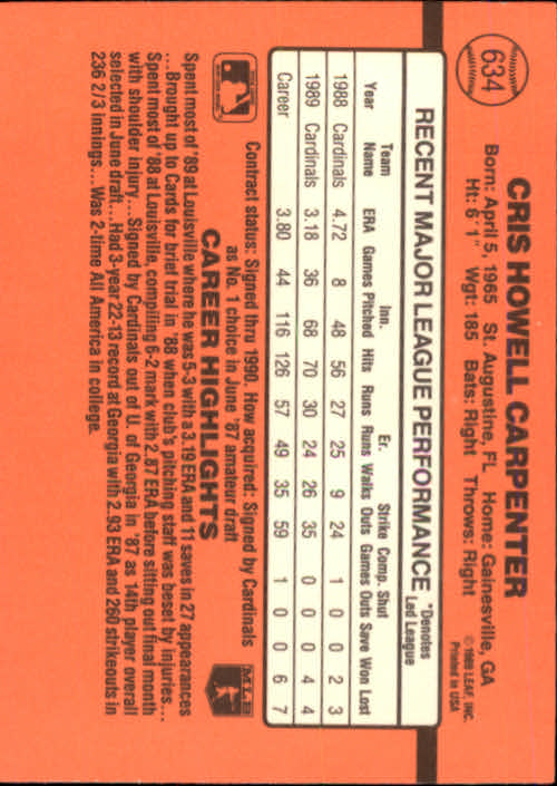 1990 Donruss Baseball "Main Set" Cards #481 to #716 - Picture 287 of 493