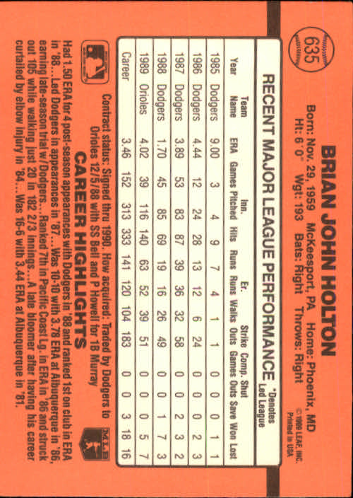 1990 Donruss Baseball "Main Set" Cards #481 to #716 - Picture 289 of 493